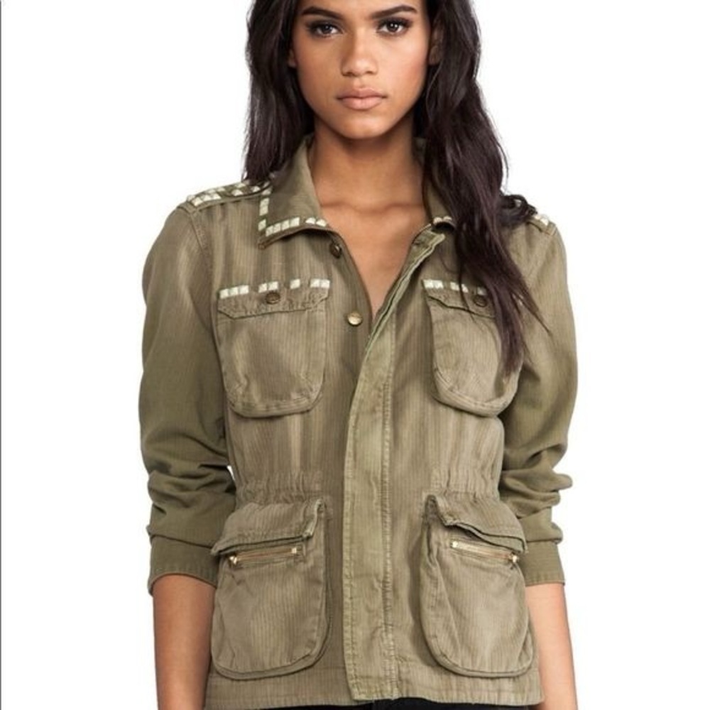 CURRENT ELLIOT women’s 100% cotton Lone soldier jacket green small military